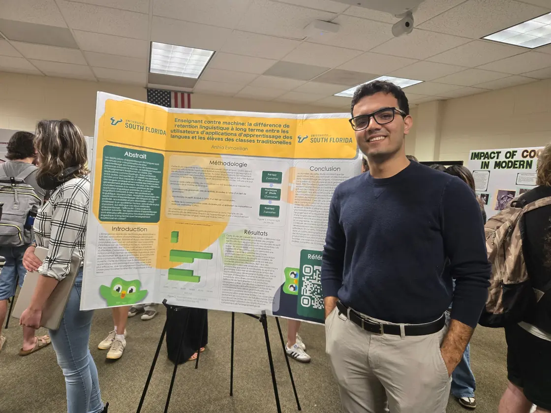 Presenting my French-language study at the USF World Languages Colloquium